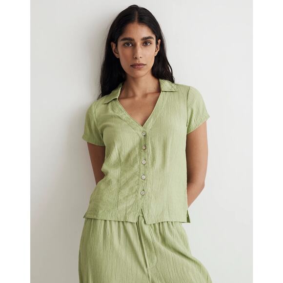 Madewell Tops - Madewell Notched V-Neck Button-Up Top Green S